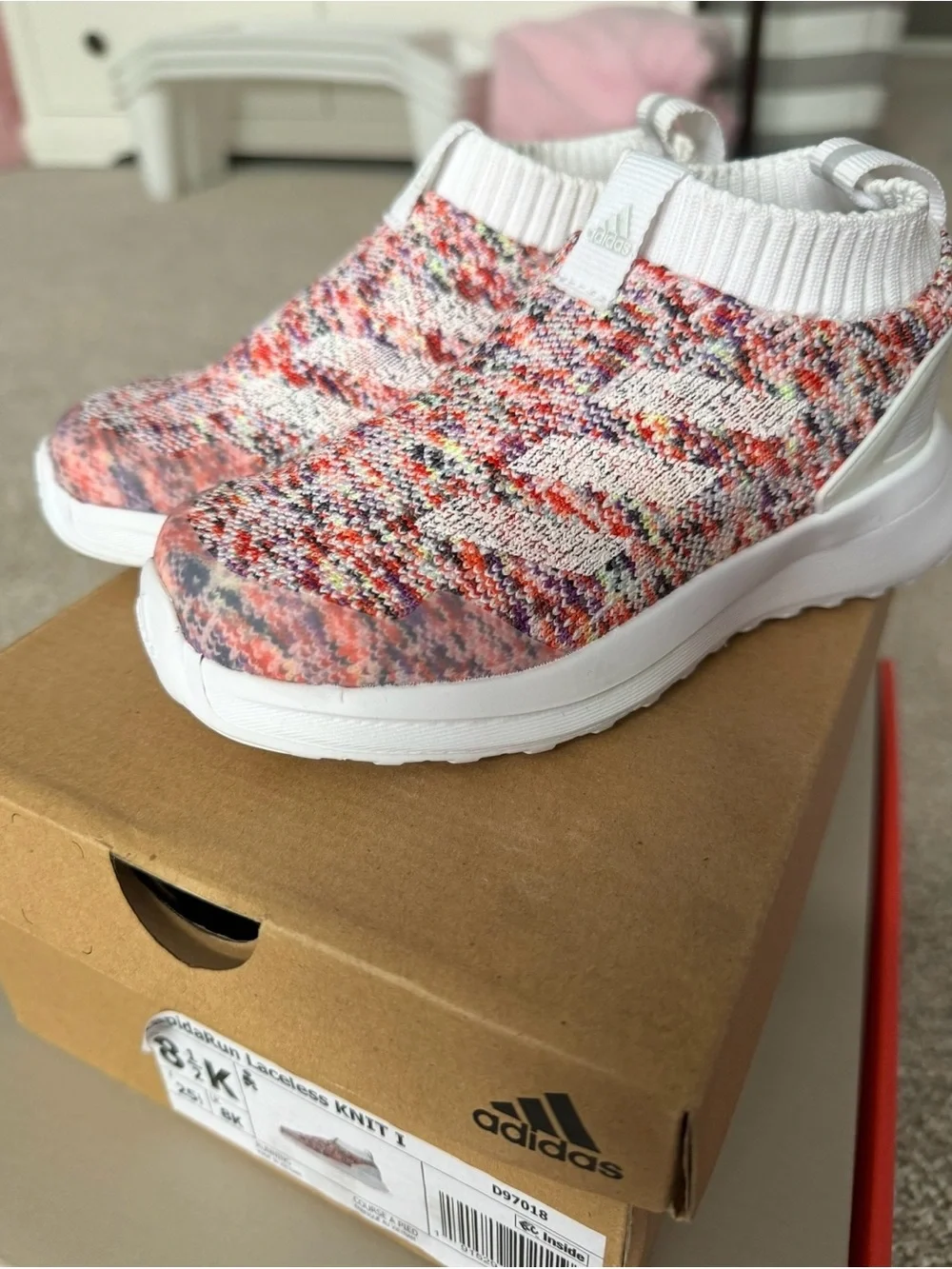 adidas Kids Multicolor Knit Slip-On Sneakers with White Collar